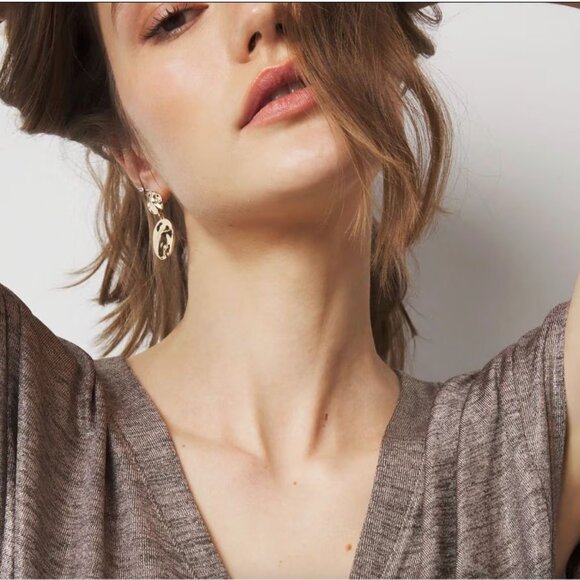 WHBM Power Tee Size Medium Gray Marl - Bisou Foil - Picture 3 of 8